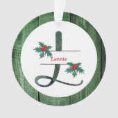 *~* Letter L Rustic Kerstfeestjes AP44 Ornament (voorkant)