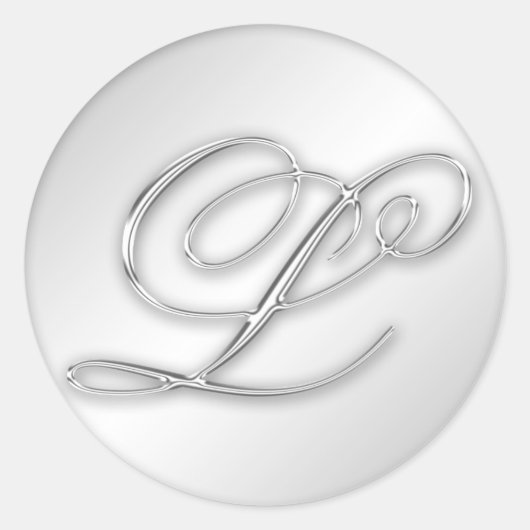 Letter L script initiaal faux zilver monogram guns Ronde Sticker (Voorkant)