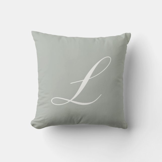 Letter L Silver Grey Monogram Pillow Kussen (Voorkant)