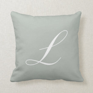 Letter L Silver Grey Monogram Pillow Kussen