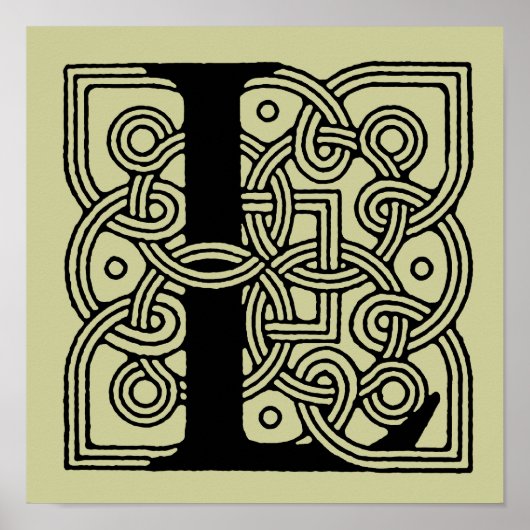 Letter L Vintage Keltische Knoop Monogram Poster (Voorkant)