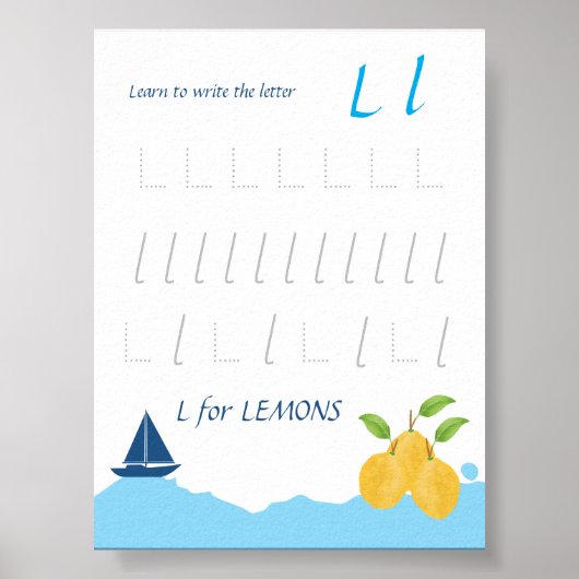 Letter L Volgen Poster voor Kinderen (Voorkant)