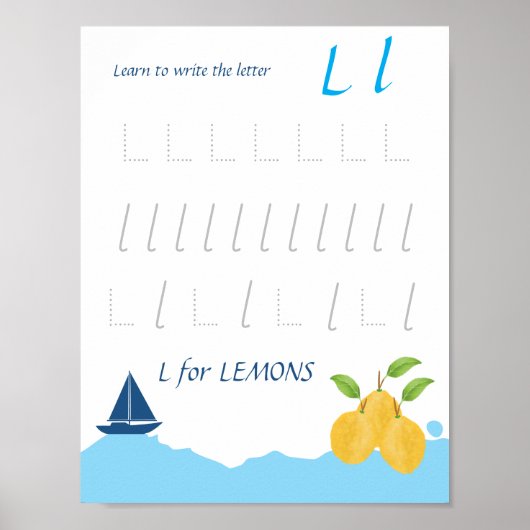 Letter L Volgen Poster voor Kinderen (Voorkant)