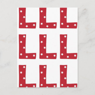 Letter L - White Stars on Dark Red Briefkaart