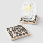 Letter 'L' William Morris Design Square Stenen Onderzetter (Zijkant)