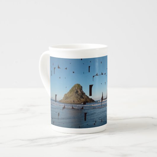 Letter Love Typography Seascape Beach Bone China Porselein Kop (Links)