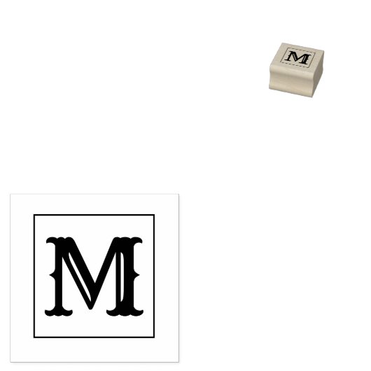 Letter M 1 inch rubberen stempel (Gestempeld)
