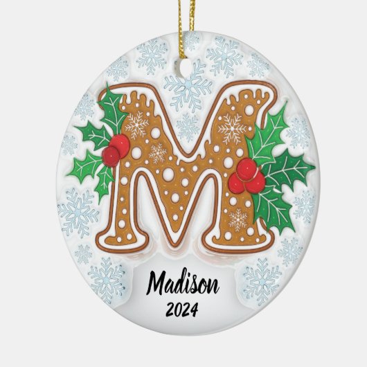 Letter M Aangepaste naam monogram Keramisch Ornament (Links)