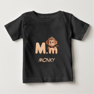 Letter M Aap Educatieve Kinderen T-Shirt Hoofdle