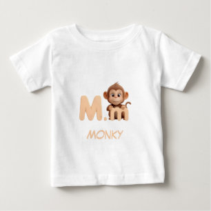 Letter M Aap Educatieve Kinderen T-Shirt Upperca