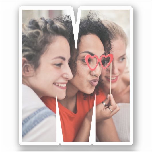 Letter M Alphabet & Photo Custom-Cut Vinyl Sticker (Voorkant)