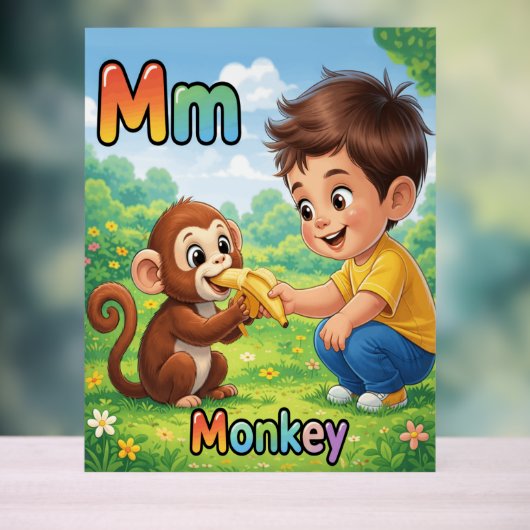 Letter M Alphabet Poster – M is for Monkey (Neutraal)