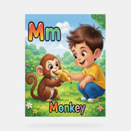 Letter M Alphabet Poster – M is for Monkey