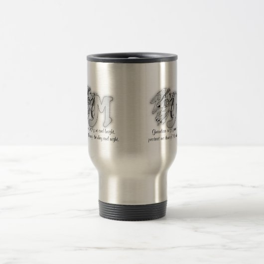 Letter M angel monogram alfabet initiaal Reisbeker (Center)