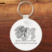 Letter M angel monogram alfabet initiaal Sleutelhanger (Voorkant)
