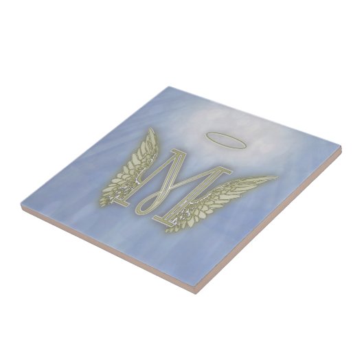 Letter M Angel Monogram Tegeltje (Zijkant)