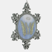 Letter M Angel Monogram Tin Sneeuwvlok Ornament (Links)