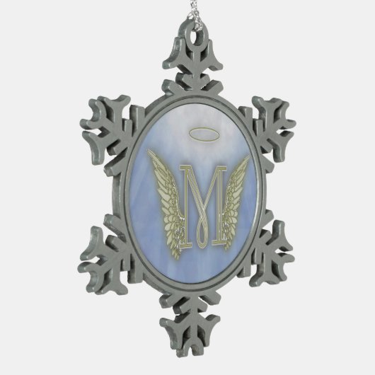 Letter M Angel Monogram Tin Sneeuwvlok Ornament (Links)