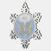Letter M Angel Monogram Tin Sneeuwvlok Ornament (Rechts)