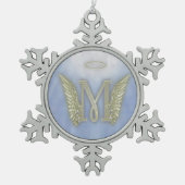 Letter M Angel Monogram Tin Sneeuwvlok Ornament (Voorkant)