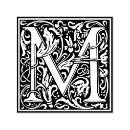 Letter M art nouveau black and white Tegel Zelfinktende Stempel