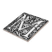 Letter M art nouveau black and white Tile Tegeltje (Zijkant)