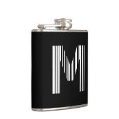 LETTER M BAR CODE Eerste Initiaal Barcodepatroon Heupfles (Rechts)