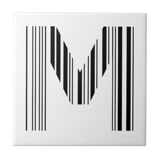 LETTER M BAR CODE Eerste Initiaal Barcodepatroon Tegeltje (Voorkant)