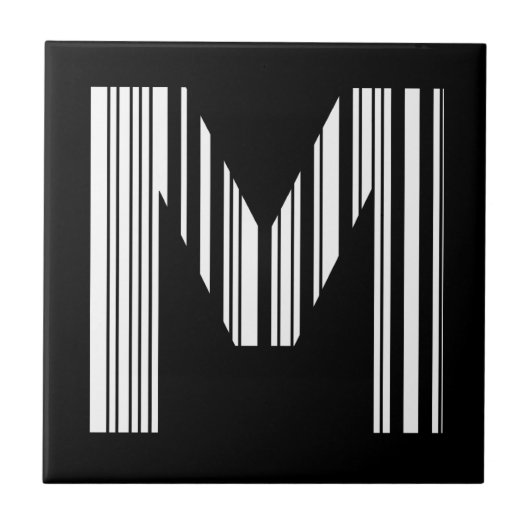 LETTER M BAR CODE Eerste Initiaal Barcodepatroon Tegeltje (Voorkant)
