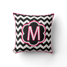 Letter M Black en White Chevron Monogram