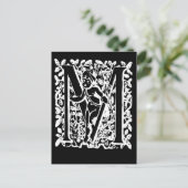 Letter M Black en White Monogram-kaarten Briefkaart (Staand voorkant)