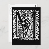 Letter M Black en White Monogram-kaarten Briefkaart (Voorkant / Achterkant)