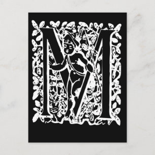 Letter M Black en White Monogram-kaarten Briefkaart