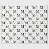 Letter M Bloemenschildering Waterverf Vlinder Mono Cadeaupapier (Vlak)
