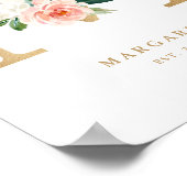 Letter M Blush Floral Monogram Gold Foil Nursery Poster (Hoek)