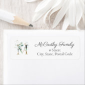 Letter M Botanical Monogram Elegant Address Label (Insitu)