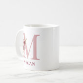 Letter M Bourgogne Blush Floral Koffiemok (Voorkant links)