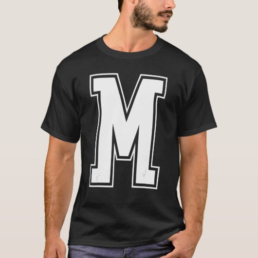 Letter M Capital Alphabet Initiaal Cheerlead Mon T-shirt (Voorkant)