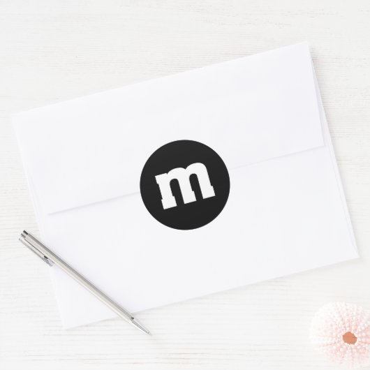 Letter M Capital Alphabet Ronde Sticker (Envelop)