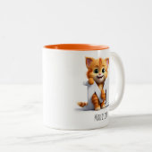 Letter M Cat Alfabet Monogram Koffie Mok (Voorkant rechts)
