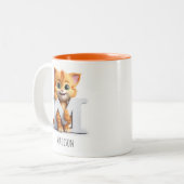 Letter M Cat Alfabet Monogram Koffie Mok (Voorkant links)