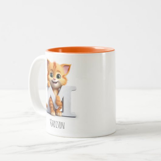 Letter M Cat Alfabet Monogram Koffie Mok (Voorkant links)