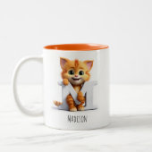 Letter M Cat Alfabet Monogram Koffie Mok (Links)