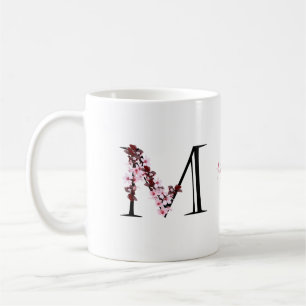 Letter M, Cherry Blossom   Naam Monogram Koffiemok