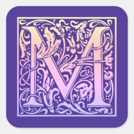 Letter M Colorful First Letter Gradient Vierkante Sticker