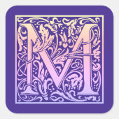 Letter M Colorful First Letter Gradient Vierkante Sticker (Voorkant)