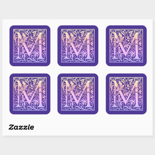 Letter M Colorful First Letter Gradient Vierkante Sticker (Vel)