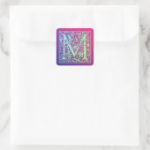Letter M Colorful  First Letter Gradient Vierkante Sticker (Tas)