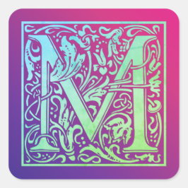 Letter M Colorful First Letter Gradient Vierkante Sticker