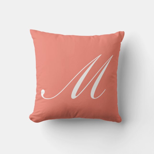 Letter M Coral Monogram Pillow Kussen (Voorkant)